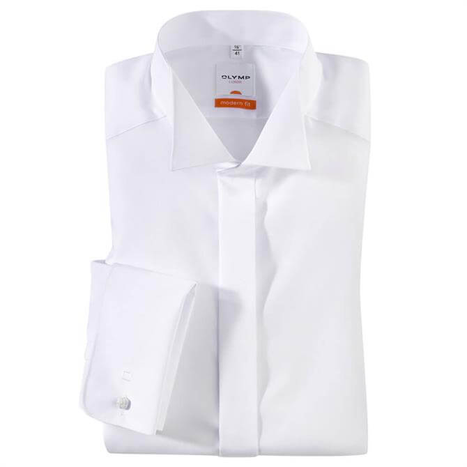 OLYMP Luxor Wing Tip Collar White Dress Shirt